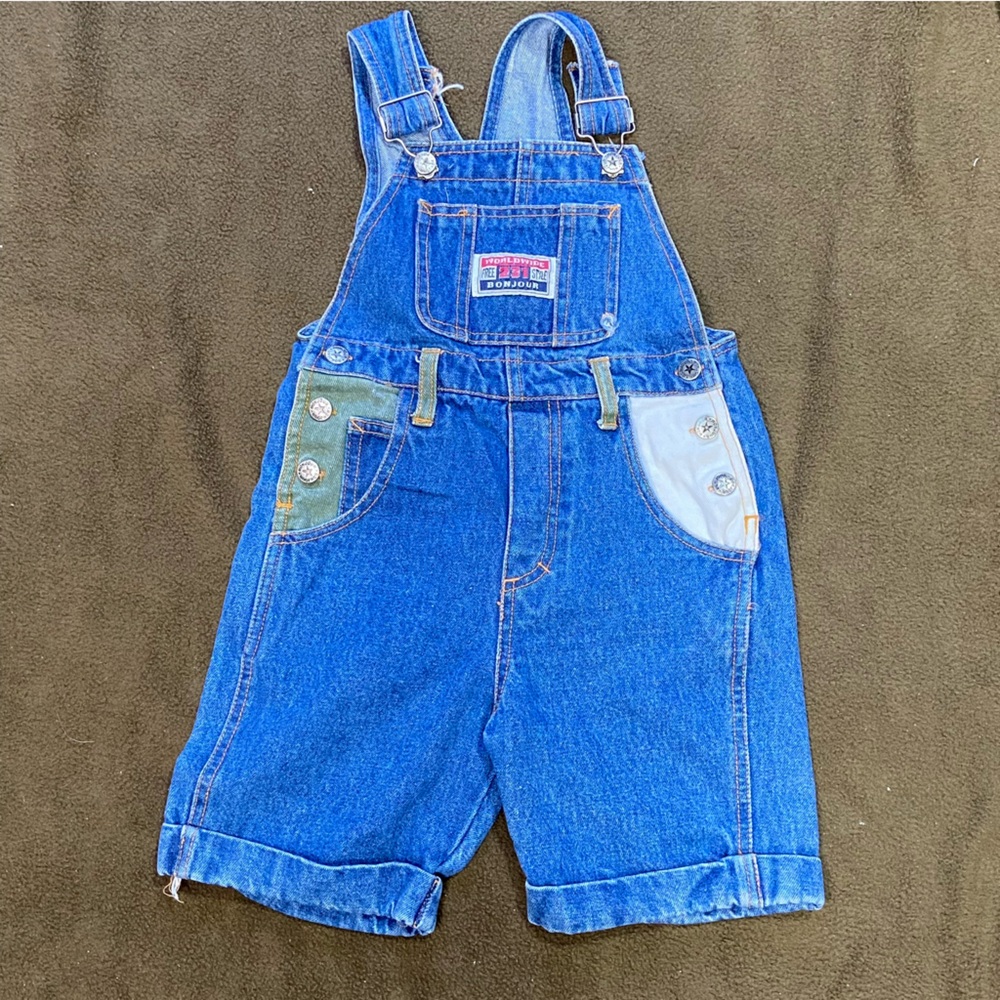 Vintage bonjour denim overalls shorts size 4 free style buckle back